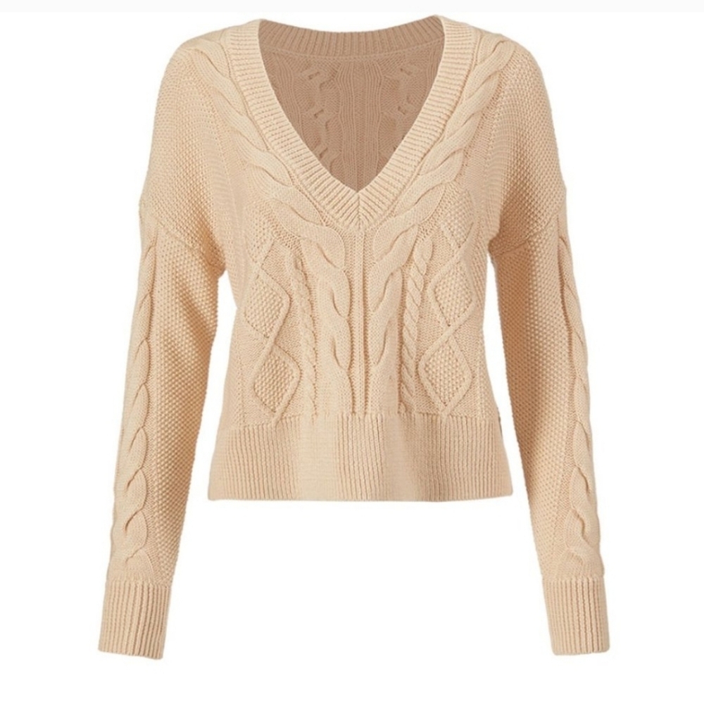 Cabi Cropped Cable Pullover Size Small - image 1